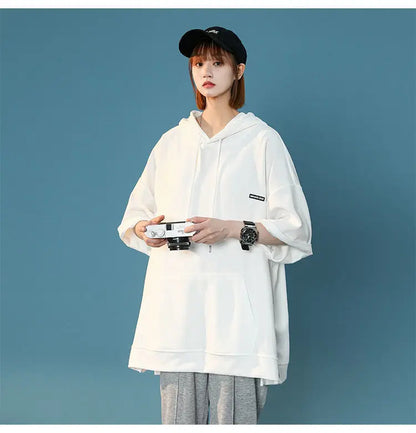 【韓国ストリート】ルーズ半袖フーディーTシャツ