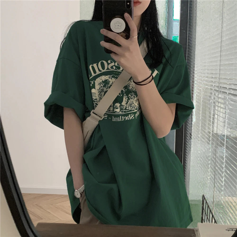 【韓国ストリート】ヴィンテージシープグラフィックTシャツ