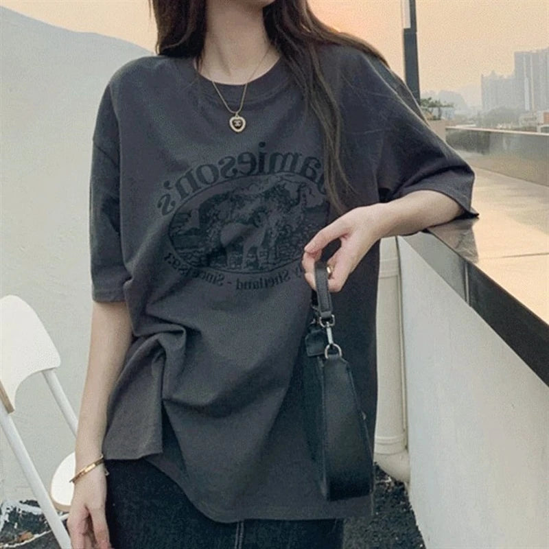 【韓国ストリート】ヴィンテージシープグラフィックTシャツ