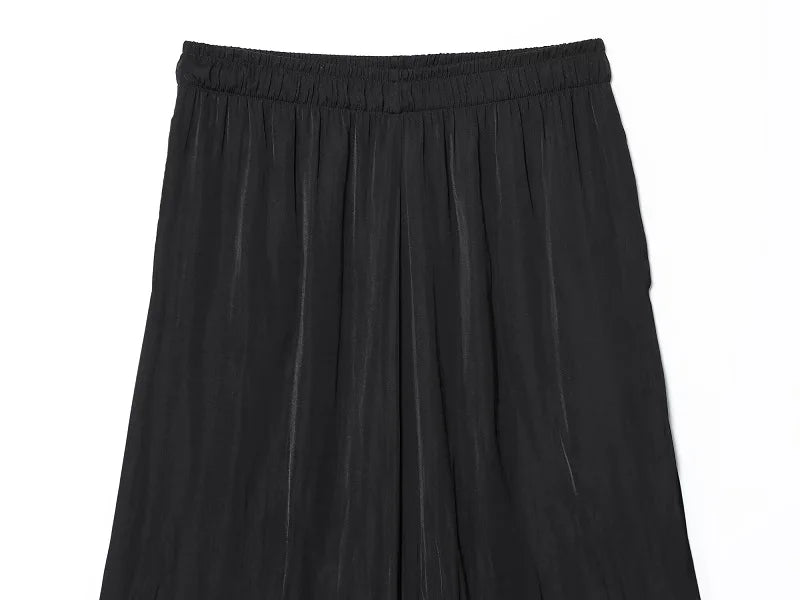 【洗練モード】ハイウエストプリーツエラスティックワイドパンツ
