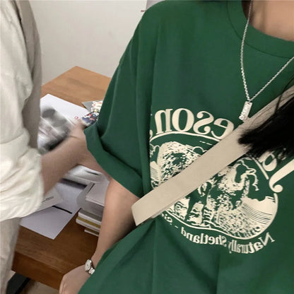 【韓国ストリート】ヴィンテージシープグラフィックTシャツ