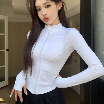【綺麗めストリート】フロントジップUVカットクロップドT