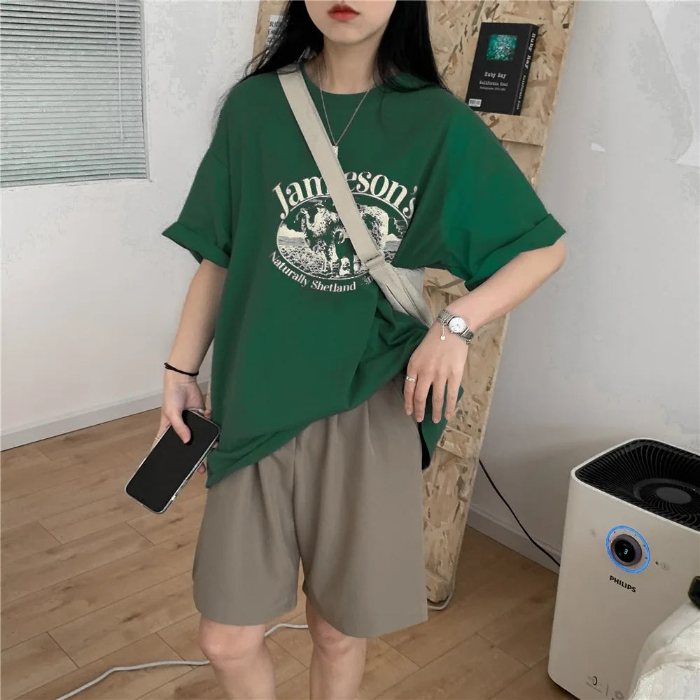 【韓国ストリート】ヴィンテージシープグラフィックTシャツ