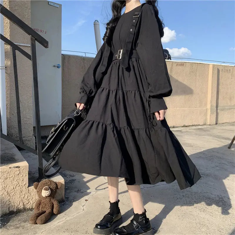 【ゴシックモード】サスペンダーバンデージラッフルワンピース