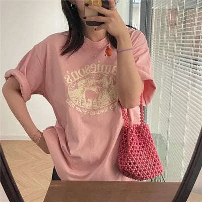 【韓国ストリート】ヴィンテージシープグラフィックTシャツ