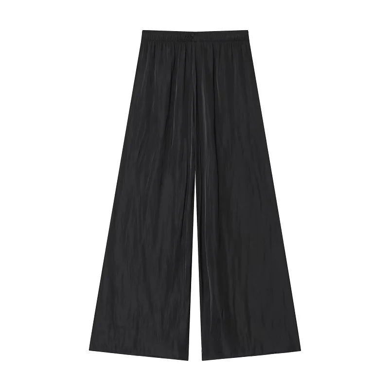 【洗練モード】ハイウエストプリーツエラスティックワイドパンツ